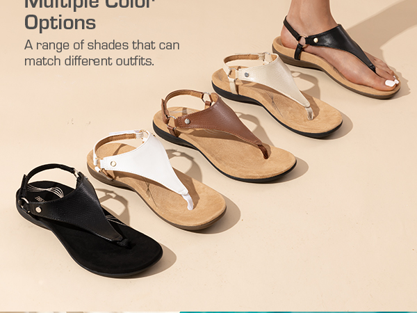 T-Strap Arch Support Flat Thong Sandals-Dream Pairs